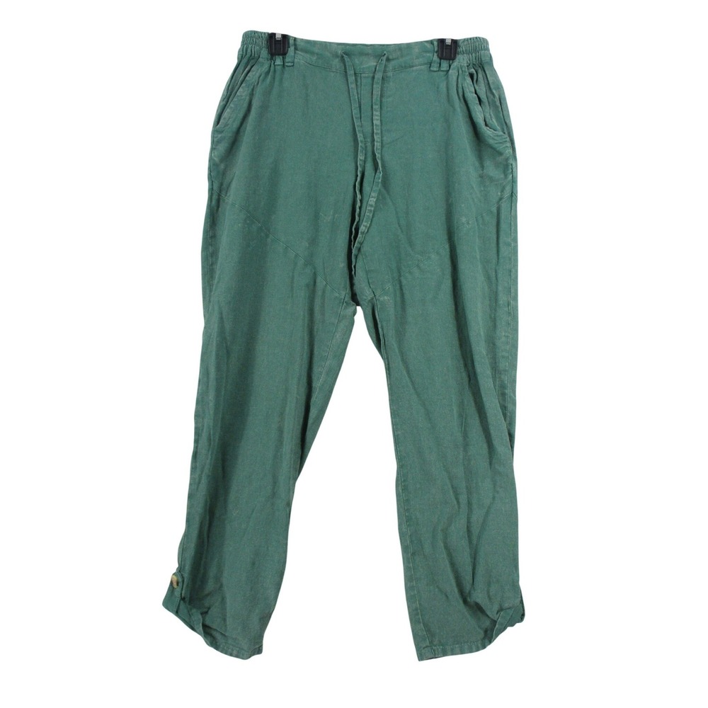 Sincerely Jules Green Linen Blend Jogger Pants Womens Medium Drawstring Casual